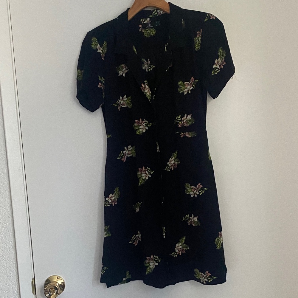 Volcom Black Floral Mini Dress